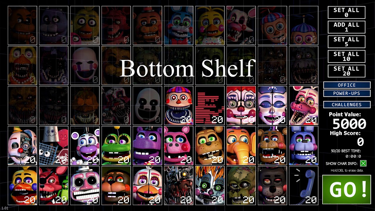 FNAF Ultimate Custom Night Ennard/Mangle/Withered Chica/SpringTrap and  Molten Freddy 20 Walkthrough 