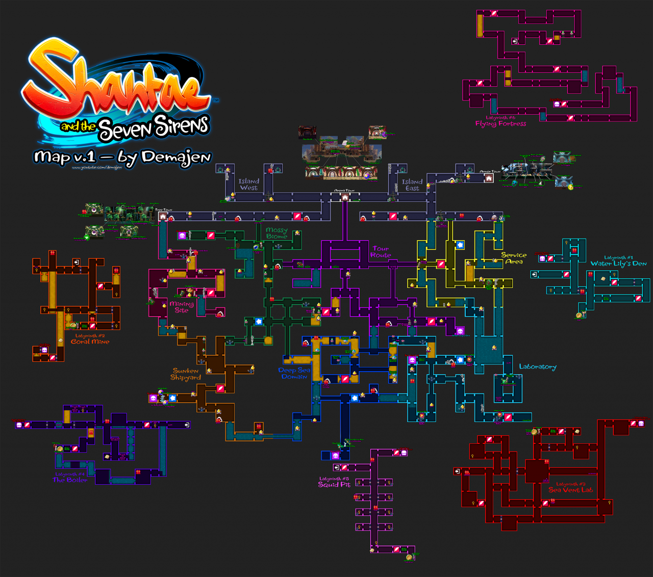Shantae And The Seven Sirens All Maps Guide (High Resolution)