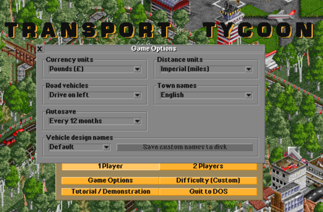 OpenTTD Nostalgia 1995 Mode AI & Game Settings