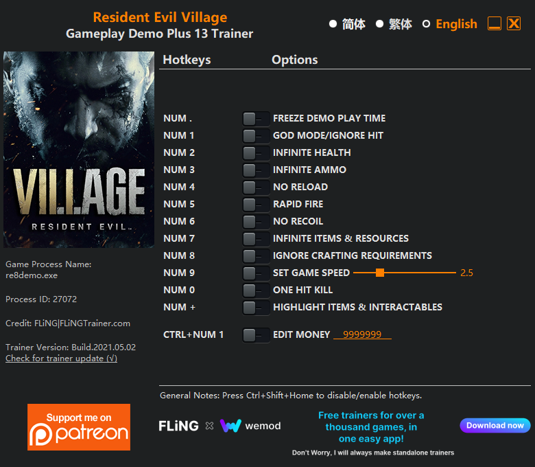 Resident Evil Village Gameplay Demo Plus 6 & 13 Trainer (Download & How to Use)