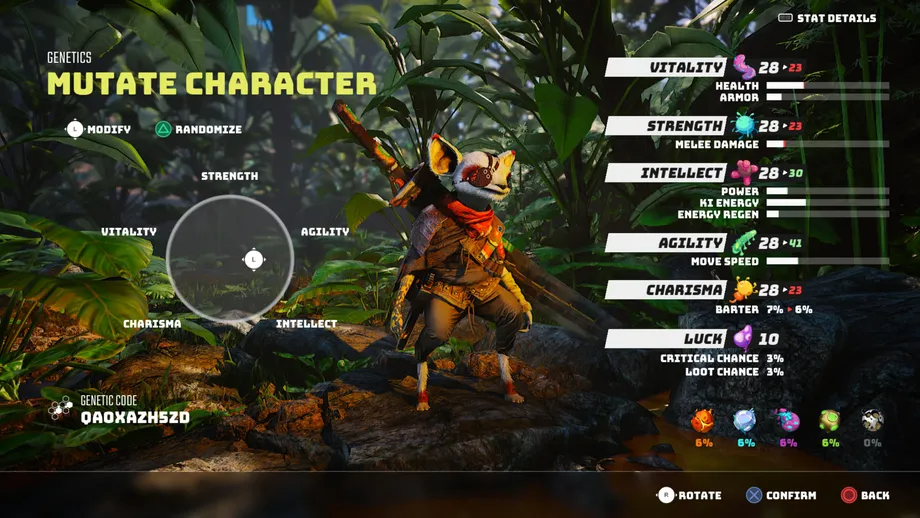 BIOMUTANT Character Creation Attributes and Stats