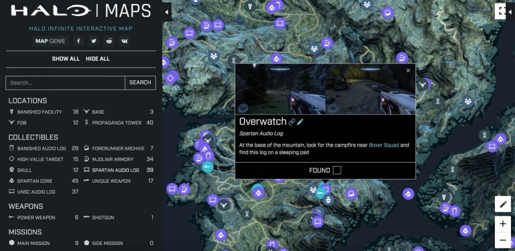 Halo Infinite Interactive Collectibles Map Guide - SteamAH