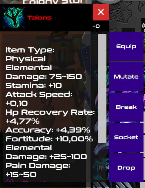Dead Event Hidden Stats on Weapons usefull for Crystal Farming