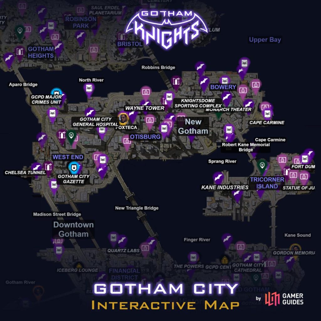 Gotham Knights Gotham City Interactive Map - SteamAH